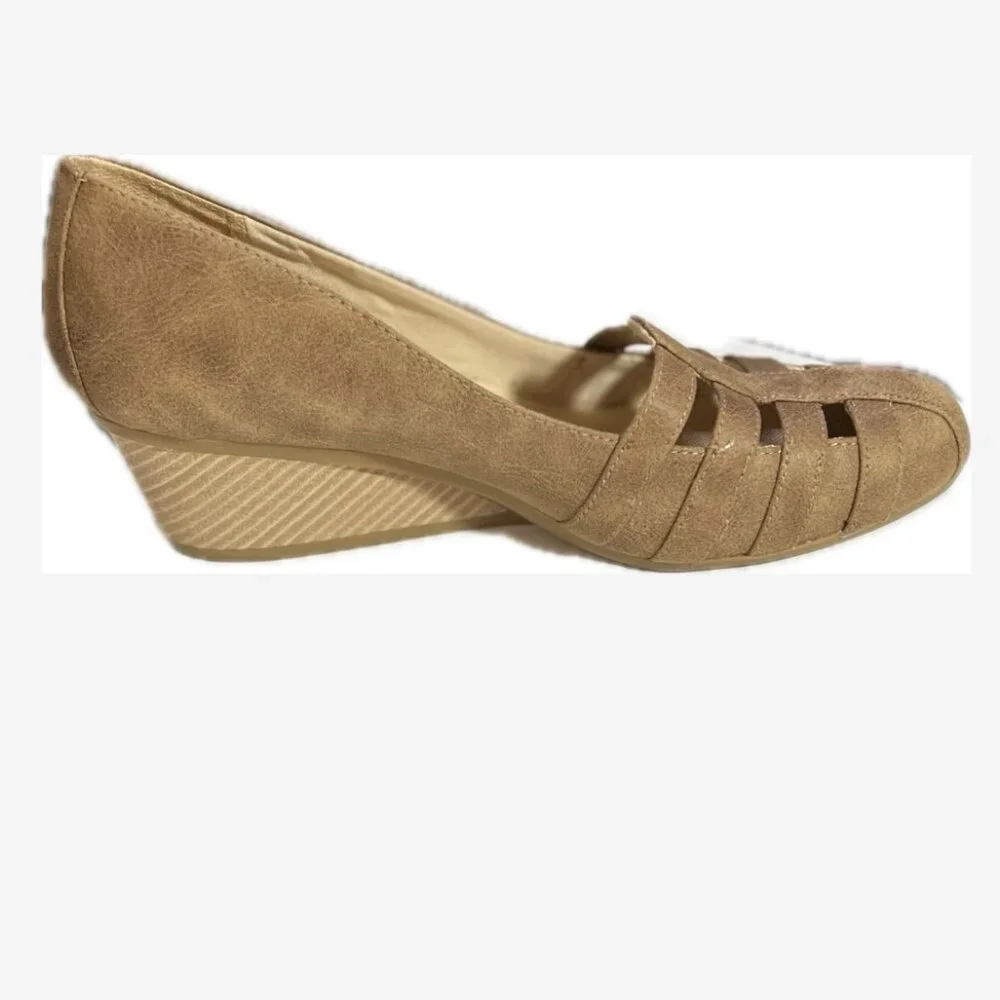 Dr. Scholls Wedge Shoes Pumps Slip On Heels Women Size 11 M Brown/Tan 2